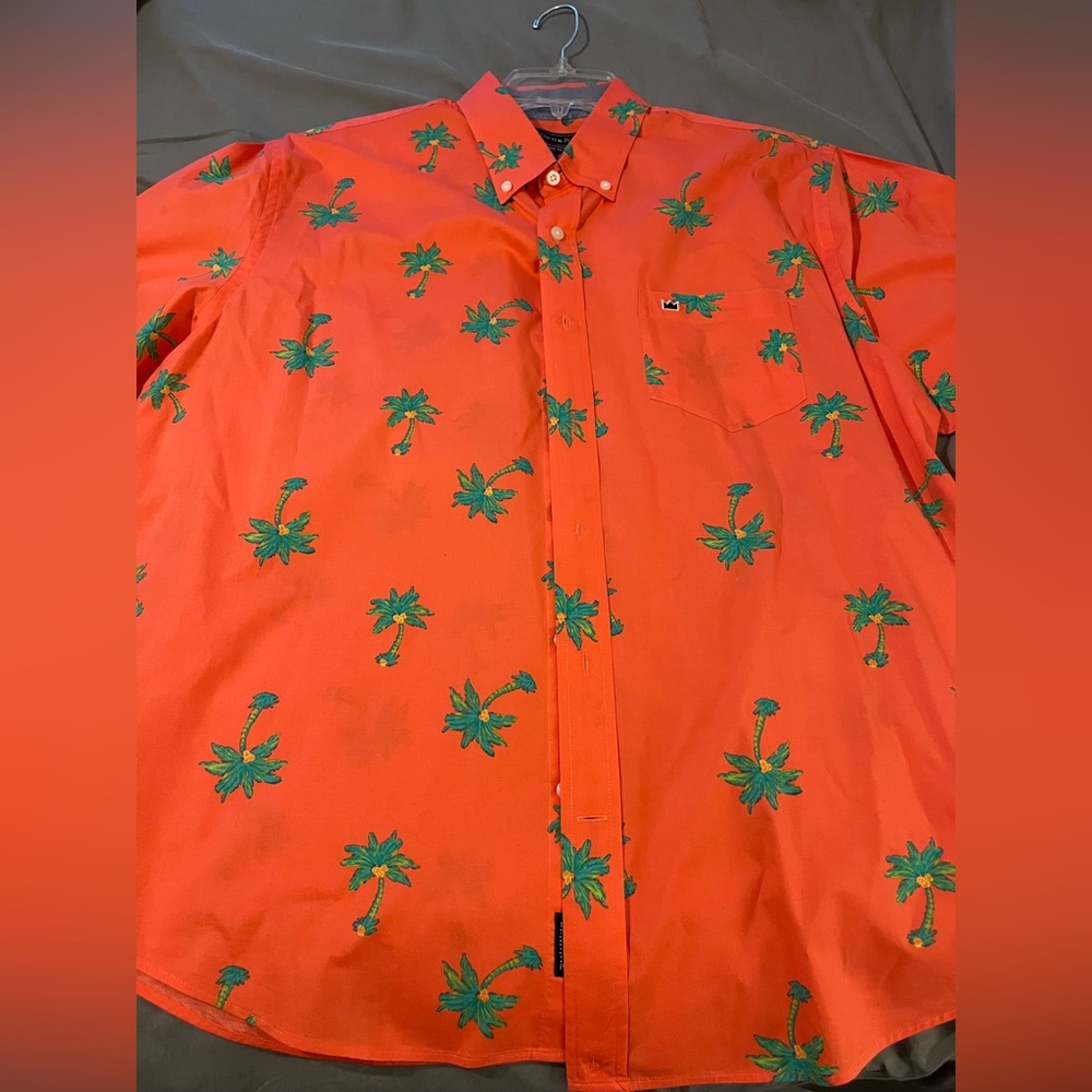 Crown & Ivy Orange Green Casual Button Down Shirt